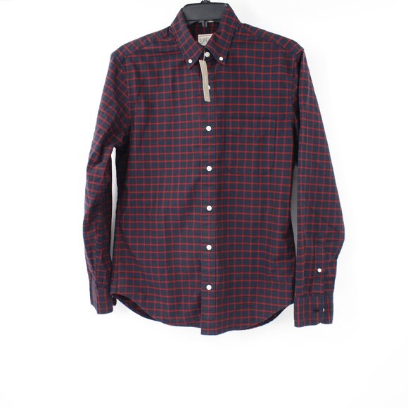 NWT J Crew Shirt Mens Small Slim Untucked American Pima Cotton Check Long Sleeve - Picture 3 of 13